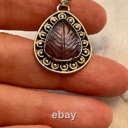 Old Silver Pendant Massive Very Worked Amethyst Sculpted Natural Insize