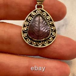 Old Silver Pendant Massive Very Worked Amethyst Sculpted Natural Insize