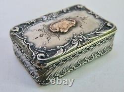 Old Silver Pillow Box 900/1000, Monogram / Vermeil, Xix°, Germany