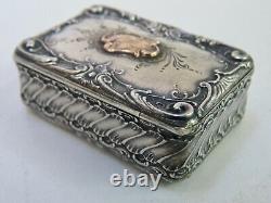 Old Silver Pillow Box 900/1000, Monogram / Vermeil, Xix°, Germany