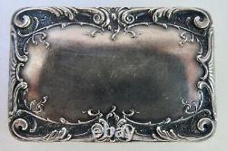 Old Silver Pillow Box 900/1000, Monogram / Vermeil, Xix°, Germany