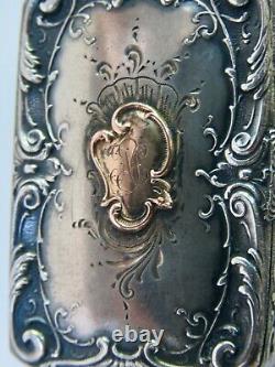 Old Silver Pillow Box 900/1000, Monogram / Vermeil, Xix°, Germany