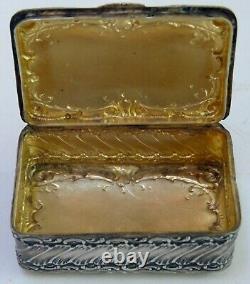 Old Silver Pillow Box 900/1000, Monogram / Vermeil, Xix°, Germany