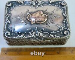 Old Silver Pillow Box 900/1000, Monogram / Vermeil, Xix°, Germany