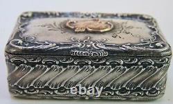 Old Silver Pillow Box 900/1000, Monogram / Vermeil, Xix°, Germany