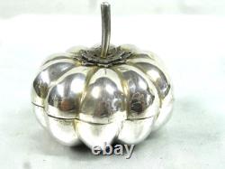Old Silver Pumpkin Pill Box
<br/>	