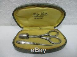 Old Silver Sewing Kit In Its Travel Case
