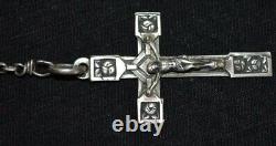 Old Silver Solid Ball Rosary Crab Stamp