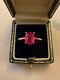 Old Silver Solid Gold/rose Solitaire Ring Genuine Ruby Size 55