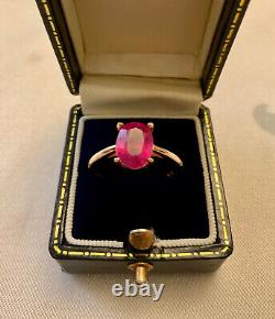 Old Silver Solid Gold/Rose Solitaire Ring Genuine Ruby Size 55