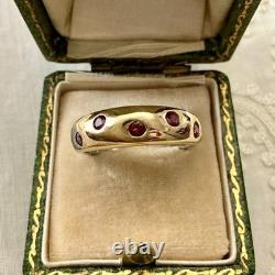 Old Silver Vermeil Ring with Rare Rose Garnet Haute Couture Design