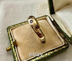 Old Silver Vermeil Ring with Rare Rose Garnet Haute Couture Design