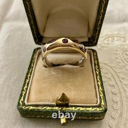 Old Silver Vermeil Ring with Rare Rose Garnet Haute Couture Design