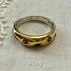 Old Silver Vermeil Ring with Rare Rose Garnet Haute Couture Design