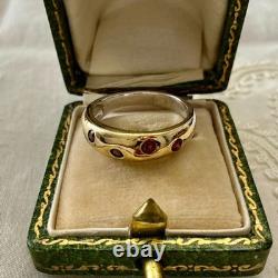 Old Silver Vermeil Ring with Rare Rose Garnet Haute Couture Design