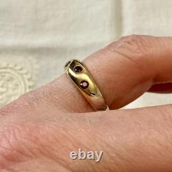 Old Silver Vermeil Ring with Rare Rose Garnet Haute Couture Design