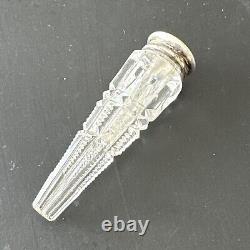 Old Small Cut Crystal Salt Bottle 19th Century Solid Silver 1930 Art Nouveau