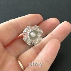 Old Small Cut Crystal Salt Bottle 19th Century Solid Silver 1930 Art Nouveau