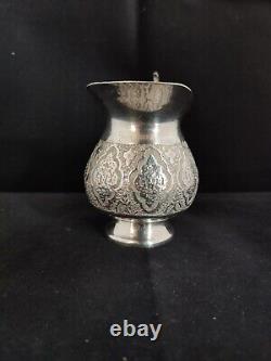 Old Small Pitcher In Solid Silver, Persian, Iran, Ottoman, Punched, 152 G