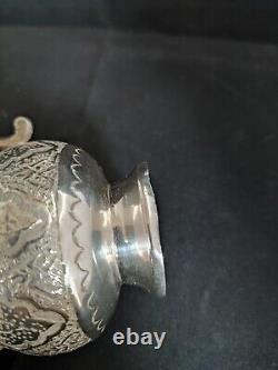 Old Small Pitcher In Solid Silver, Persian, Iran, Ottoman, Punched, 152 G