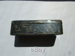 Old Snuffbox In Russian Silver Niellated Imperial Russian Silver Snuff Box
