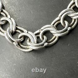 Old Solid Silver Art Deco Tank Chain Link Bracelet