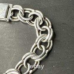 Old Solid Silver Art Deco Tank Chain Link Bracelet