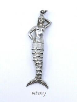 Old Solid Silver Articulated Pendant Representing A Mermaid
