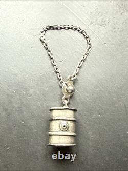 Old Solid Silver Keychain Barrel
