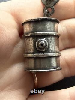 Old Solid Silver Keychain Barrel