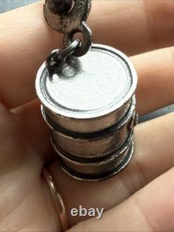 Old Solid Silver Keychain Barrel