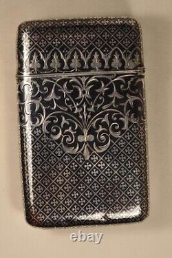 Old Solid Silver Niello Antique Cigarette Case