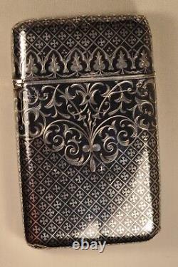 Old Solid Silver Niello Antique Cigarette Case