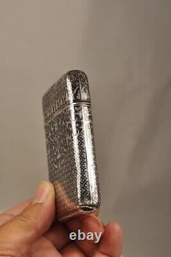 Old Solid Silver Niello Antique Cigarette Case