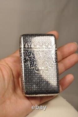 Old Solid Silver Niello Antique Cigarette Case