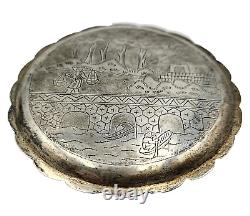 Old Solid Silver Vietnamese Powder Box Indochina