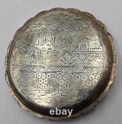 Old Solid Silver Vietnamese Powder Box Indochina