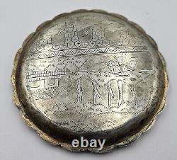 Old Solid Silver Vietnamese Powder Box Indochina