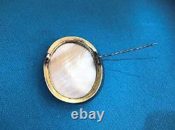 Old Spindle In Vermeil Child Miniature Painted On Mother-of-pearl Silver Solid Gold
