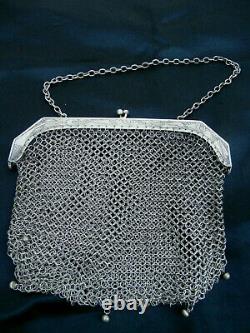 Old Stocking Bag Reticule Mesh Lotus XIX Asian Poincon Japan China Tibet