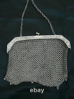 Old Stocking Bag Reticule Mesh Lotus XIX Asian Poincon Japan China Tibet