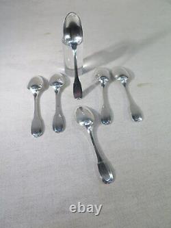 Old Suite Of 6 Small Cuilles Silver Massif Facettes Art Deco 1930