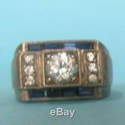 Old Tank Ring Size 54 Art Deco Silver 1930 C. 1920