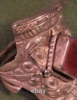 Old Tibetan Ethnic Silver Saddle Ring