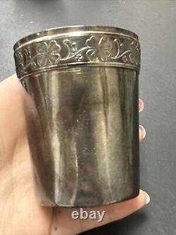 Old Timbale Cup In Solid Silver Minerve Art Nouveau Clover