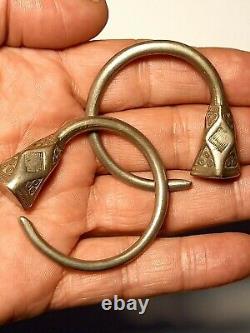 Old Tuareg Tesabit Earrings Solid Silver Niger