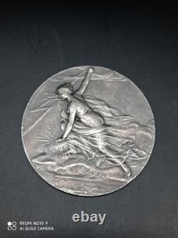 Old Union Medal Industry in Solid Silver Signed Ch. Pillet 115 Gr