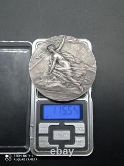 Old Union Medal Industry in Solid Silver Signed Ch. Pillet 115 Gr