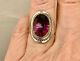 Old Unique Solid Silver Ring Intricately Crafted Genuine Mystic Topaz T55