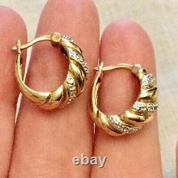 Old Vermeil Gold Earrings On Silver Massif And Diamond Real